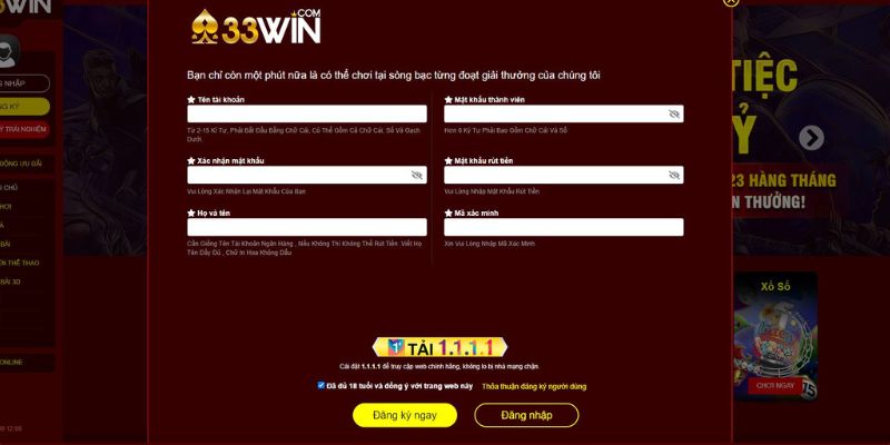 Cách thức đăng ký 33win với mọi thiết bị