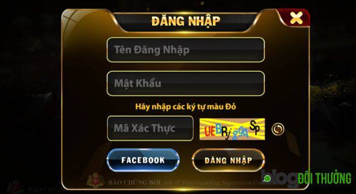 Điền thông tin để đăng nhập tài khoản thành viên tại cổng game