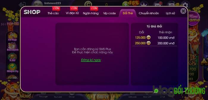 Rút tiền Choáng Game qua Đổi thẻ