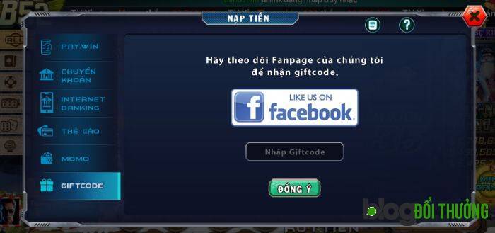 Nhấn tiền B52 qua GIFTCODE
