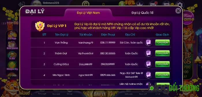 Rút tiền Choáng Game qua đại lý