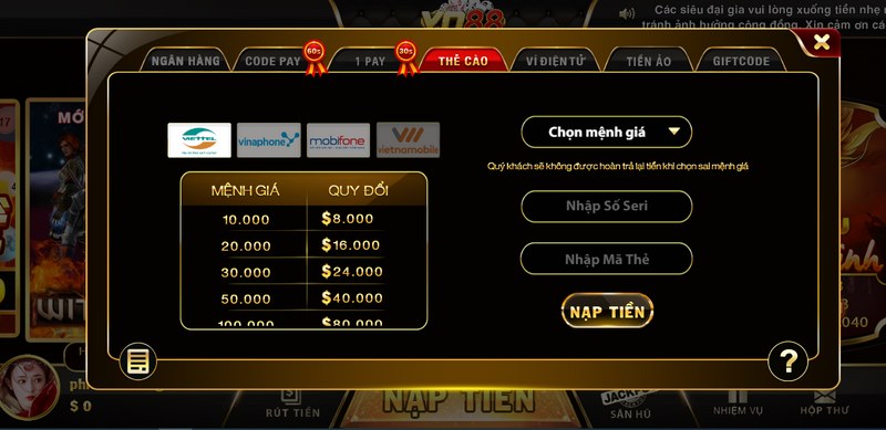 Không có thẻ ngân hàng anh em vẫn có thể chơi game được