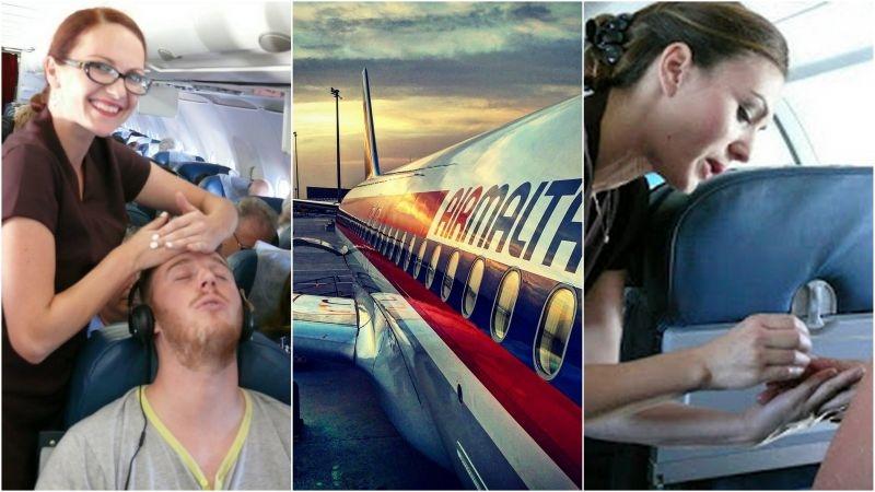 Air Malta - Massages miễn phí cho hành khách khi bay, tặng voucher giảm giá khi đi spa và mua các sản phẩm chăm sóc sắc đẹp cho khách hàng
