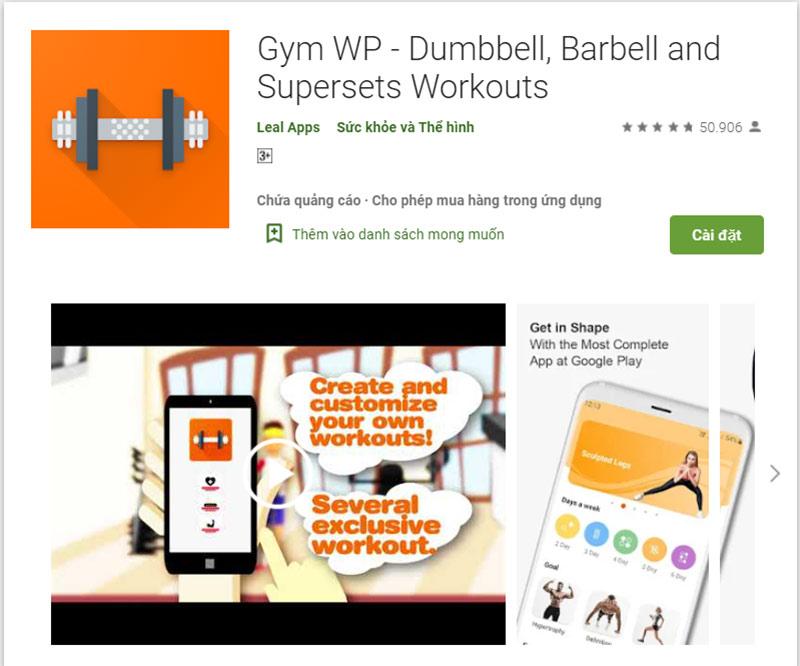 App tập thể dục Gym Wp