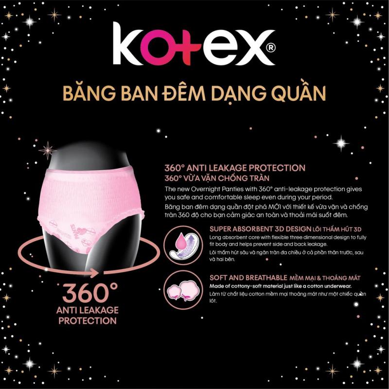 Băng vệ sinh ban đêm dạng quần của Kotex 360 độ