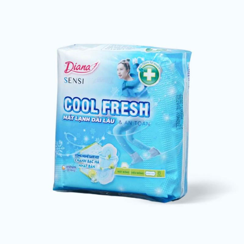 Băng Vệ Sinh Diana Sensi Cool Fresh mát dịu siêu mỏng không cánh 8 miếng/gói