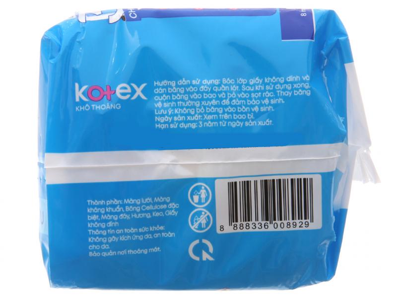 Băng Vệ Sinh Kotex khô thoáng lưới siêu thấm - Maxi không cánh 8