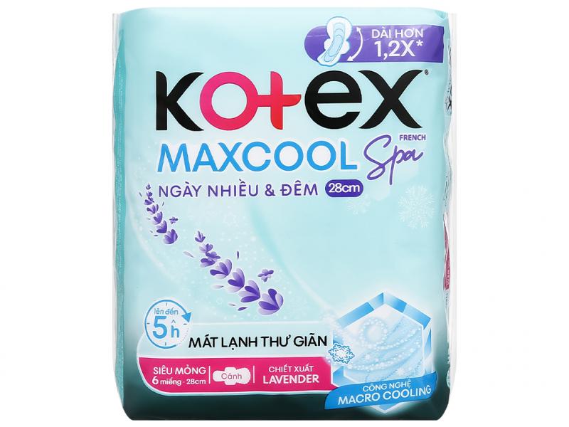 Băng Vệ Sinh Kotex Maxcool French Spa Dành Cho Ngày Nhiều Và Đêm 28cm x 14 Miếng