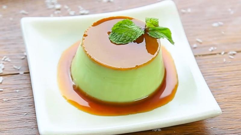 Bánh flan caramen lá dứa