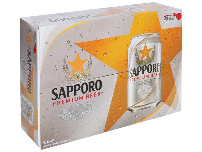 Bia Sapporo Premium Beer (Nhật Bản, Thùng 24 Lon 330ml)