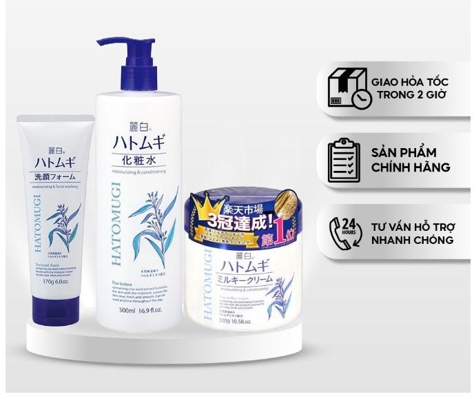 Bộ sản phẩm dưỡng trắng da chiết xuất Hạt Ý Dĩ Hatomugi