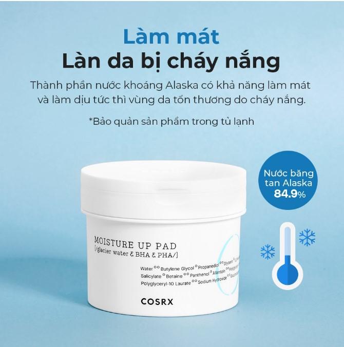 Bông cotton làm sạch tế bào chết dưỡng ẩm Cosrx One Step Moisture Up Pad