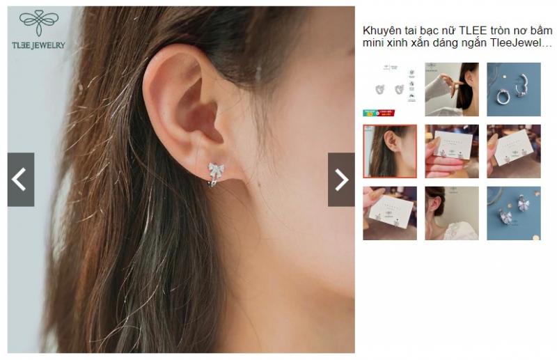 Bông tai bạc nữ TLEE tròn nơ bấm mini xinh xắn