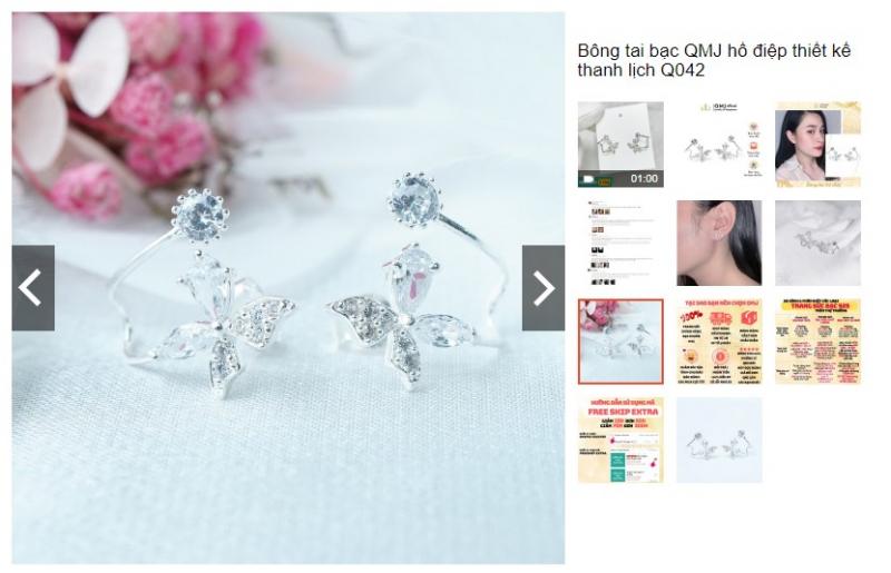 Bông tai bạc QMJ hồ điệp thiết kế thanh lịch