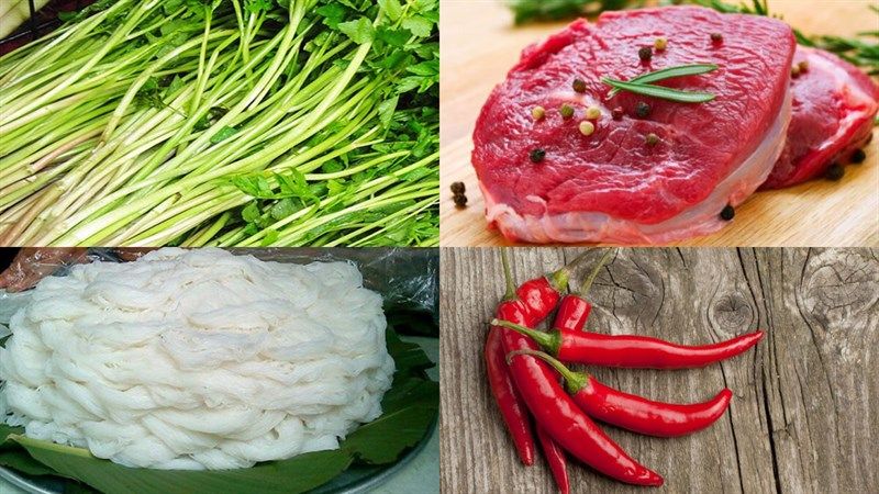 Bún xào cần thịt bò