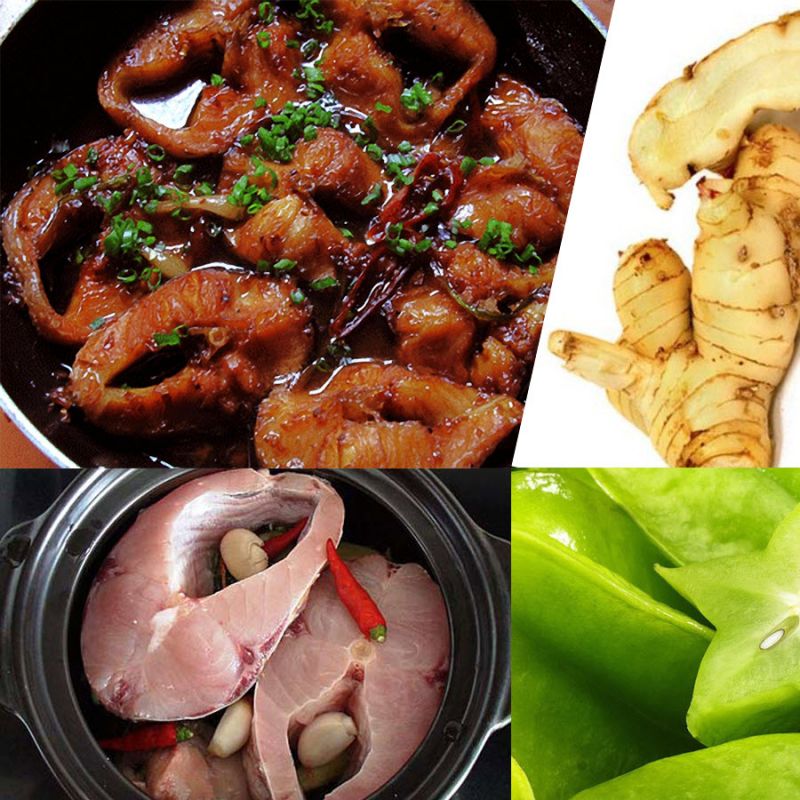 Cá trắm kho với gừng và khế