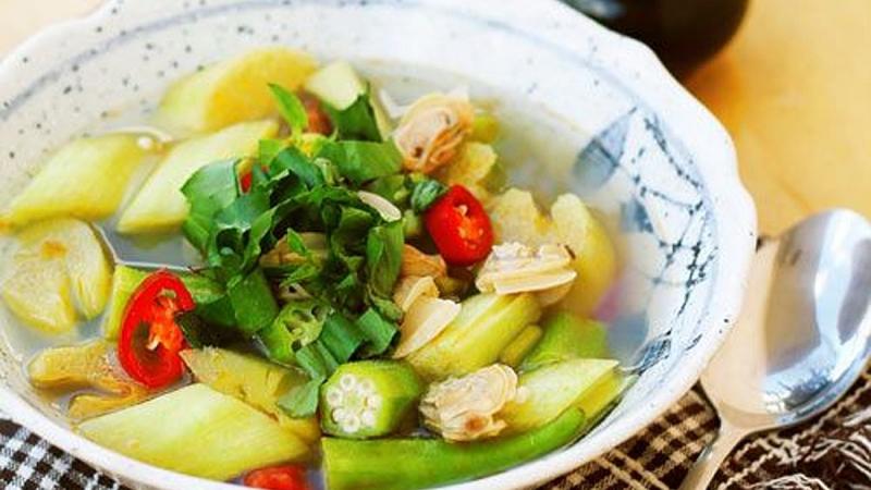 Canh ngao nấu dọc mùng thanh mát cho ngày hè