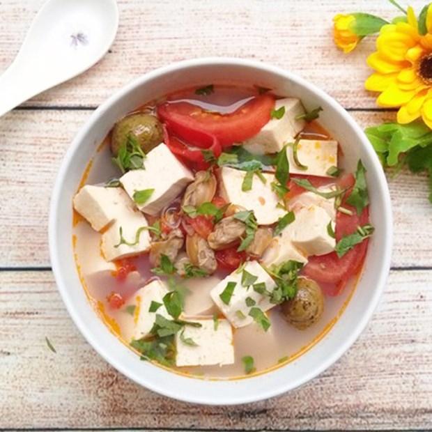 Canh trai nấu đậu hũ