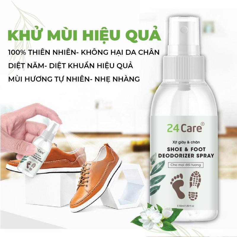 Chai xịt lưu hương, khử mùi giày, sạch khuẩn chiết xuất thảo mộc 24Care