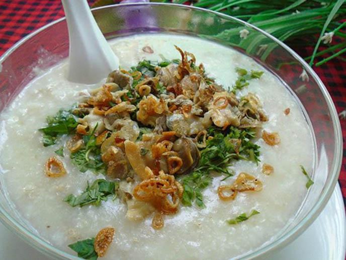 Cháo trai sông với nấm