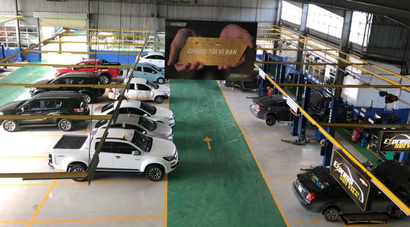 Khu vực xưởng dịch vụ sửa chữa Chevrolet Việt Long