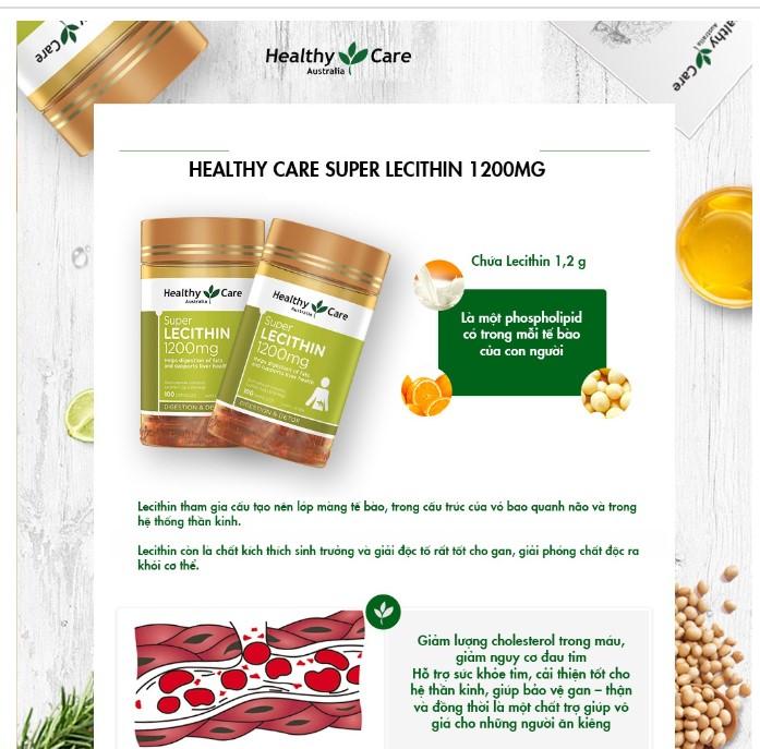 Mầm đậu nành điều hòa nội tiết Healthy Care Super Lecithin 100 viên