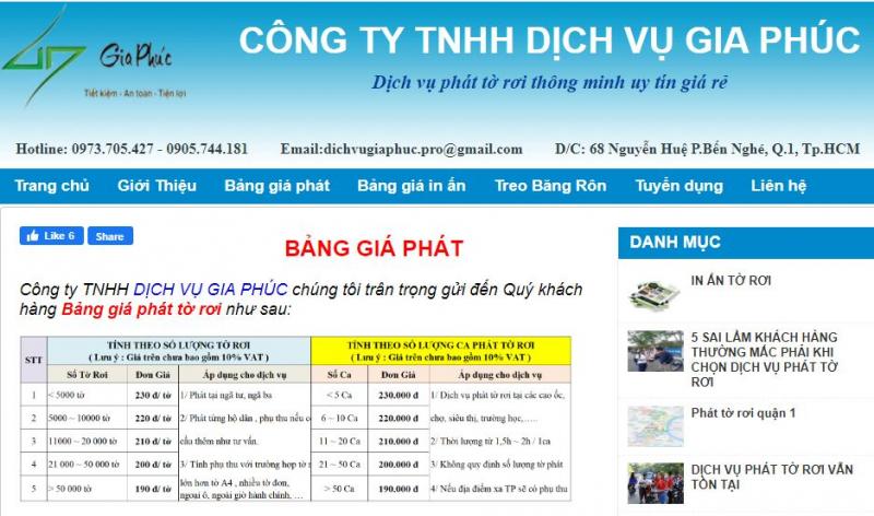 Công ty dịch vụ phát tờ rơi Gia Phúc