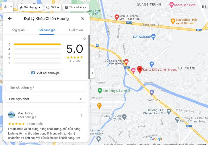 Đánh giá của khách hàng về cửa hàng khóa Chiến Hương