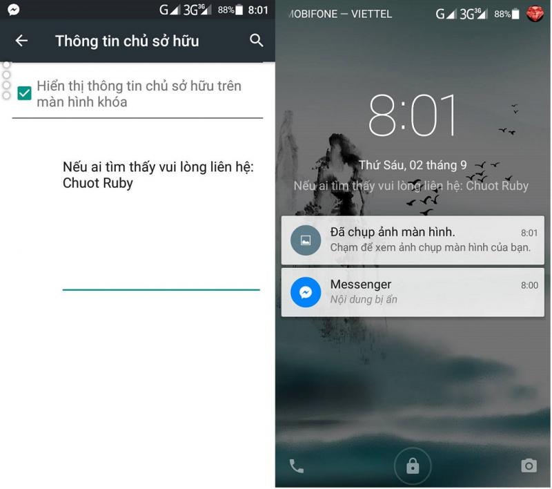 Để lại lời nhắn trên màn hình khóa