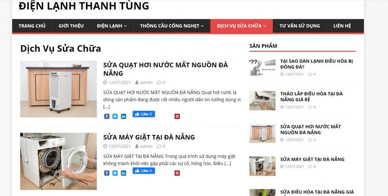 Dịch vụ Điện lạnh Thanh Tùng cập nhật trên website