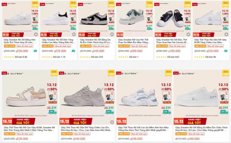 GiayBOM có mặt trên Shopee Mall