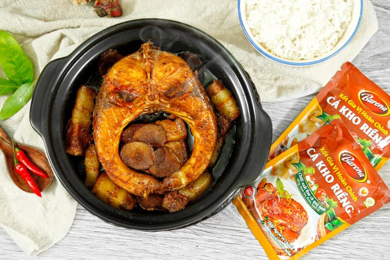 Gói xốt gia vị cá kho riềng Barona 80gr