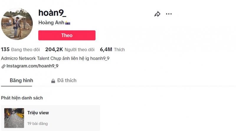Kênh TikTok Hoàng Anh