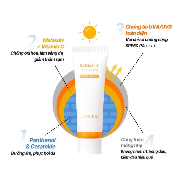 Kem chống nắng Laneige Radian-C Sun Cream SPF 50+ PA++++