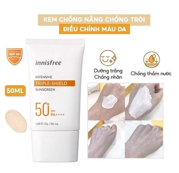 Kem chống nắng lâu trôi làm sáng da innisfree Intensive Triple Care Sunscreen SPF50+ Pa++++