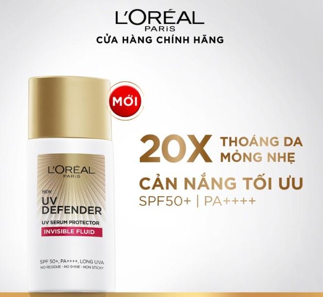 Kem chống nắng L'Oreal Paris UV Defender Invisible Fluid SPF50+ PA++++