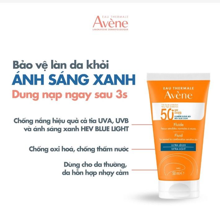 Kem chống nắng quang phổ rộng Avène Protection Fluid 50+ Blue Light