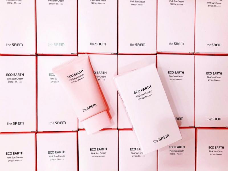 Kem Chống Nắng The SAEM Eco Earth Power Pink Sun Cream SPF50+ PA++++ 50g - Hồng