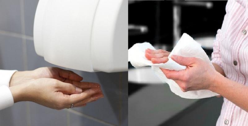 Lau khô tay bằng khăn giấy