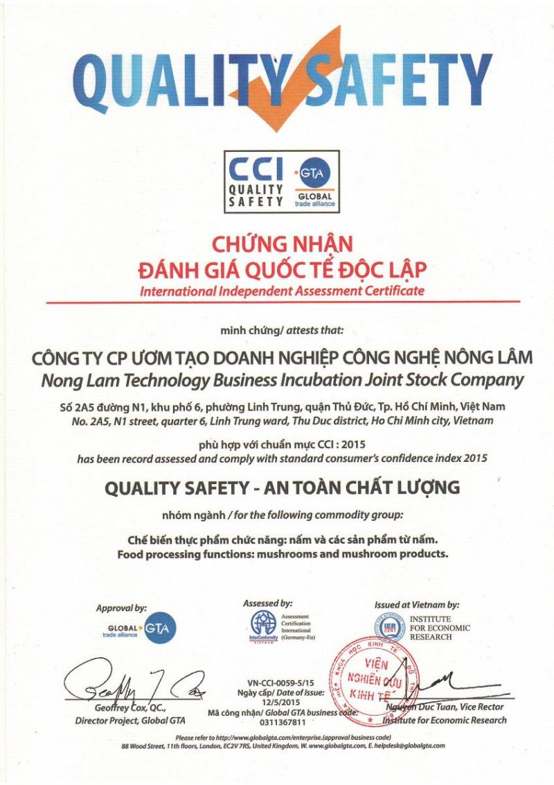 Chứng Nhận Quốc Tế Đánh Giá Độc Lập Thương Hiệu uy tín