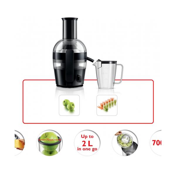 Máy ép trái cây Philips HR1855 được thiết kế rất khoa học mang tính ứng dụng cao cho người dùng,