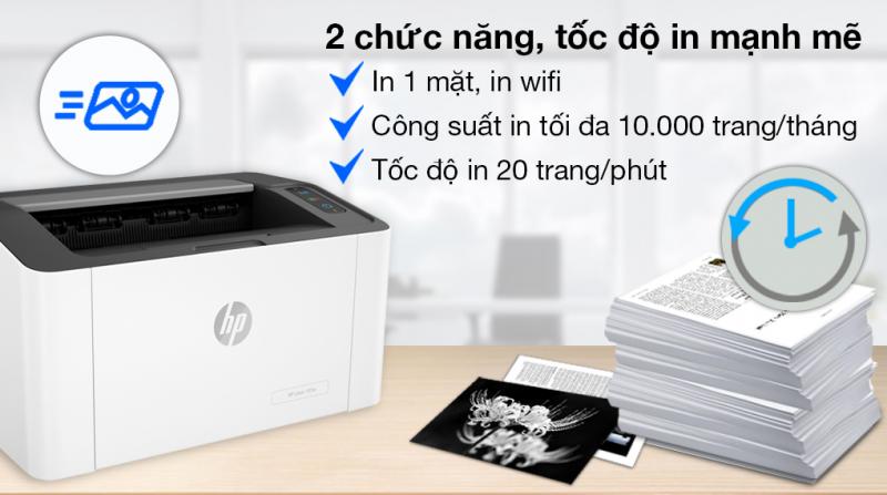 Máy in laser trắng đen HP 107w WiFi (4ZB78A)