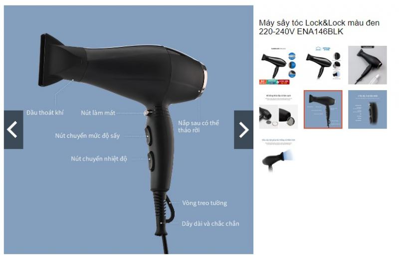 Máy sấy tóc Lock&Lock 220-240V ENA146BLK