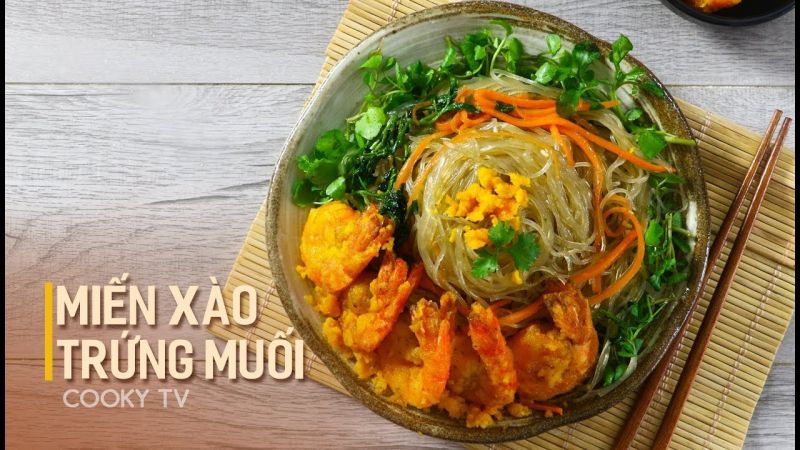 Miến xào tôm sốt trứng muối