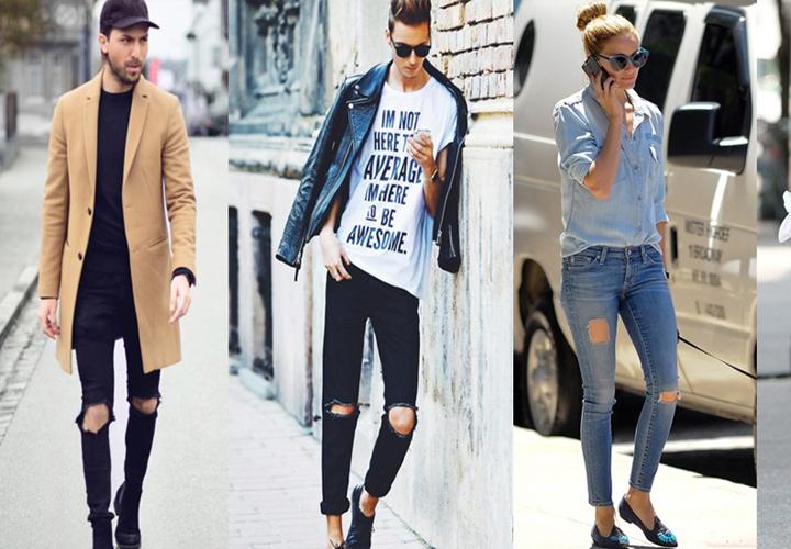 Mix đồ với jeans rách