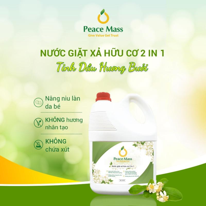 Nước giặt xả hữu cơ Peacemass 2 in 1 Tinh dầu Bưởi