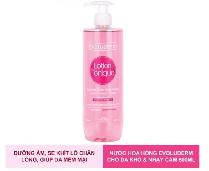 Nước hoa hồng dành cho da khô và nhạy cảm Evoluderm Lotion Tonique