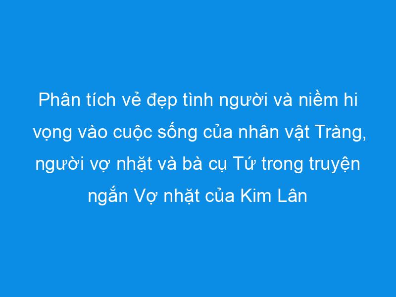 Phân tích vẻ đẹp tình người và niềm hy vọng vào cuộc sống trong 