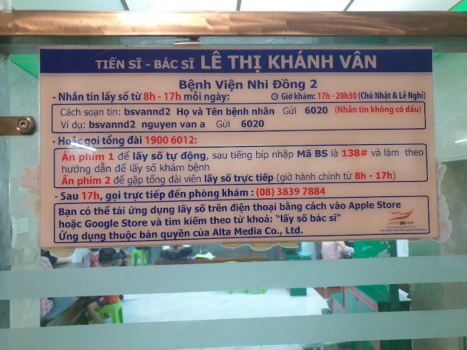 Phòng khám Khoa Nhi - Bs. Lê Thị Khánh Vân