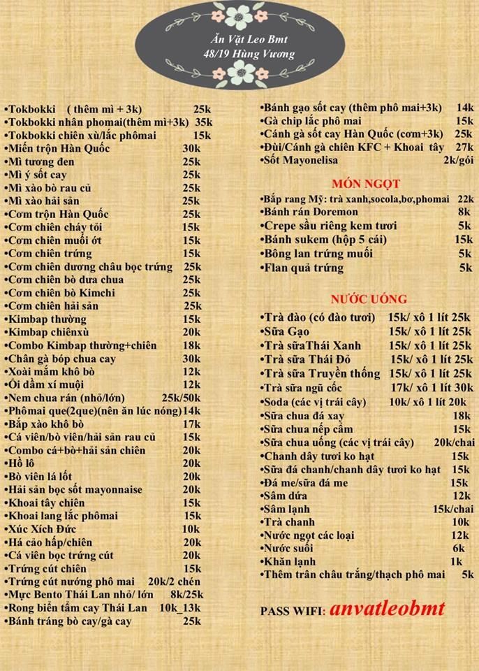 Quán ăn vặt Leo BMT